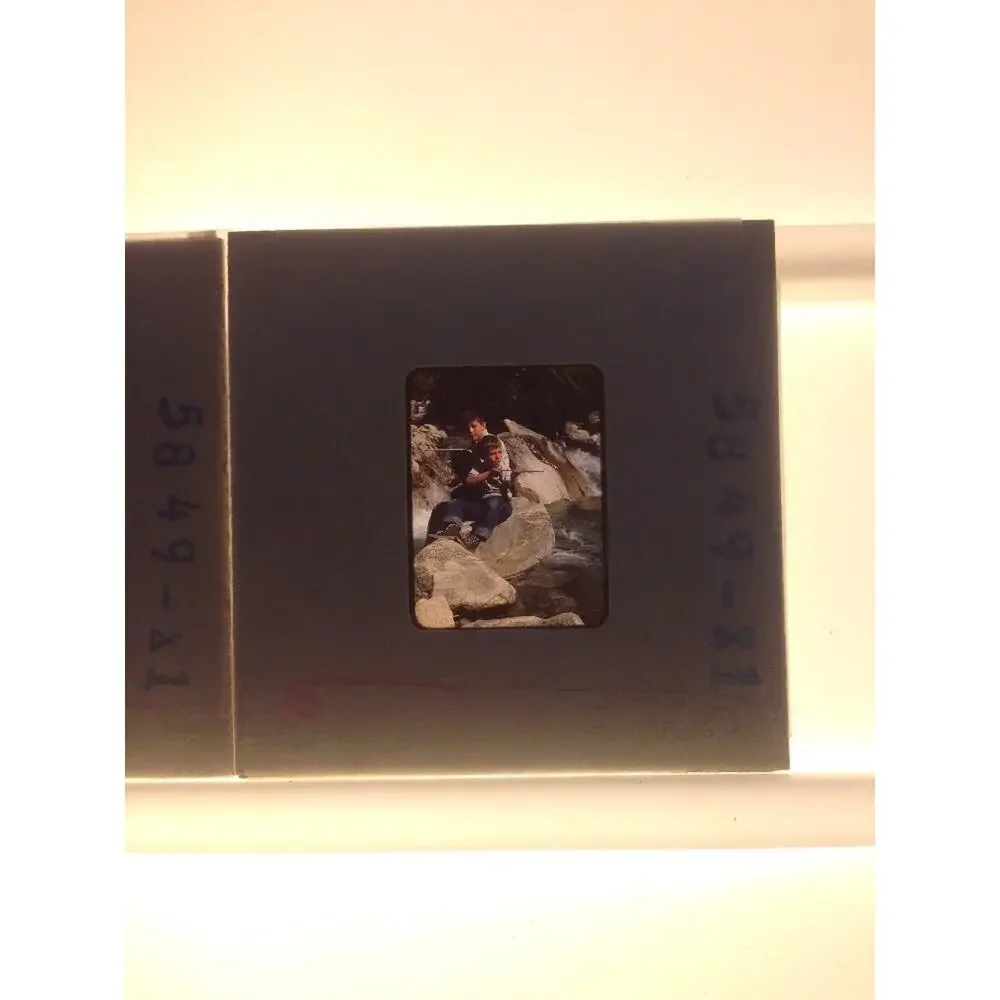 Lot of 2 Vintage 1940s Kodachrome Boys on Rocks Stream Photograph Color Slides